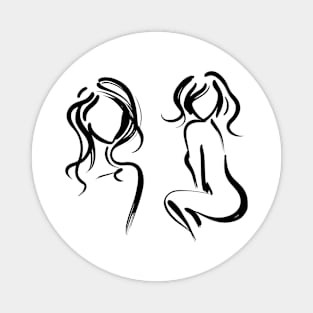 Stick figure woman in black ink Magnet